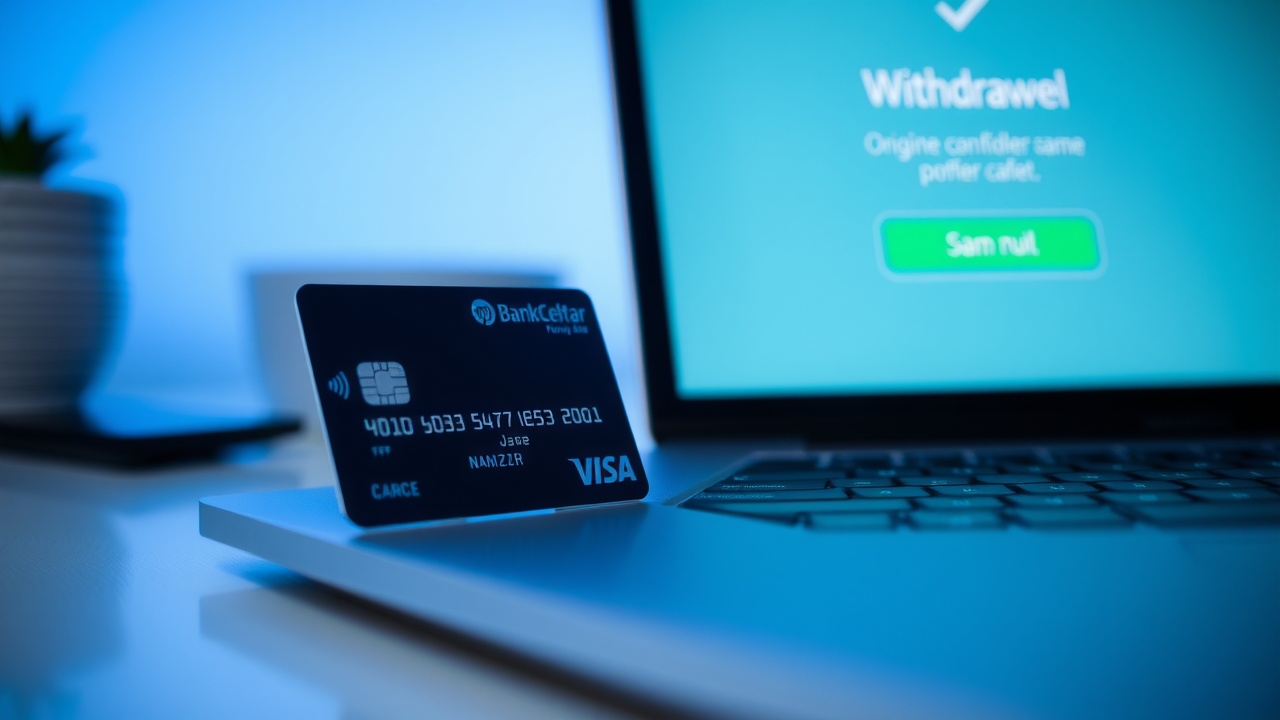 Card bancar și ecran confirmare retragere la cazinoul online