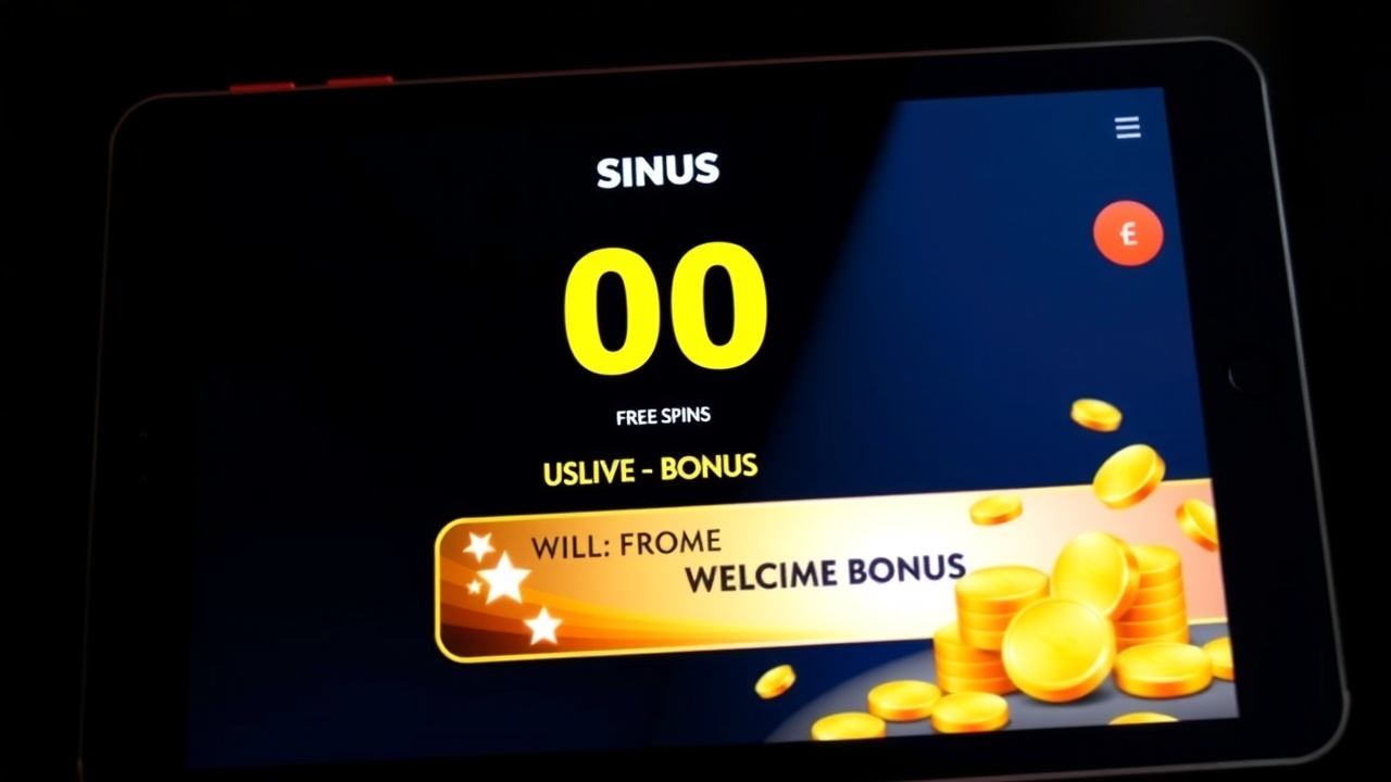 Ecran tabletă cu bonusul de bun venit și rotiri gratuite la un cazino online