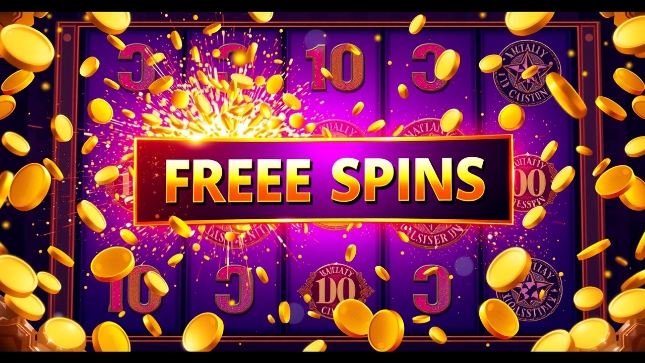 Ecran de slot cu rotiri gratuite și monede aurii la cazino online