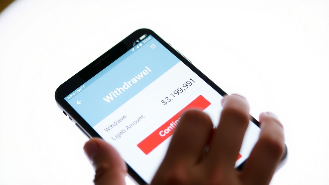 Formular de retragere în aplicația Ultrabet pe ecranul unui smartphone
